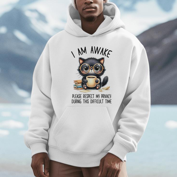 Cat Glasses Coffe Books I Am Awake Please Respect My Privacy Unisex Hoodie Cat Glasses Coffe Books I Am Awake Please Respect My Privacy Unisex Hoodie