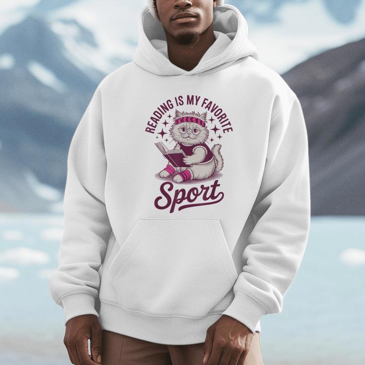 Cat Reading Is My Favorite Sport Retro Book Lover Unisex Hoodie Cat Reading Is My Favorite Sport Retro Book Lover Unisex Hoodie