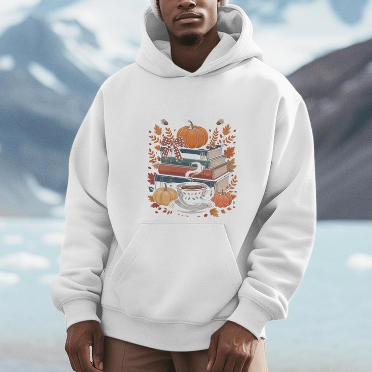 Cozy Autumn Books Fully Booked For Fall Books Pumpkin Unisex Hoodie