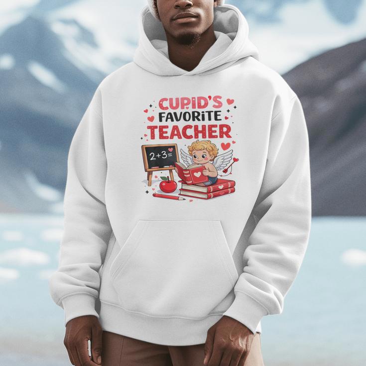 Cupid's Favorite Math Teacher Valentine Reading Book Women Unisex Hoodie