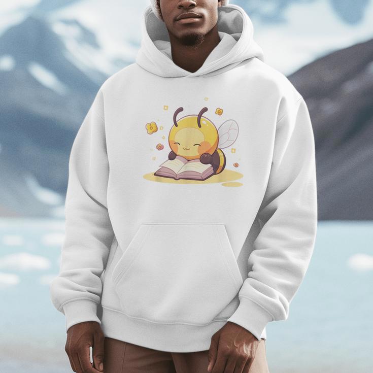 Cute Bee Reading Book Teacher Student Reader Graphic For Men Women Kids Unisex Hoodie