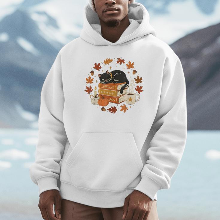 Cute Cat Fall In Love With Reading Book Cat Lover Librarian Unisex Hoodie