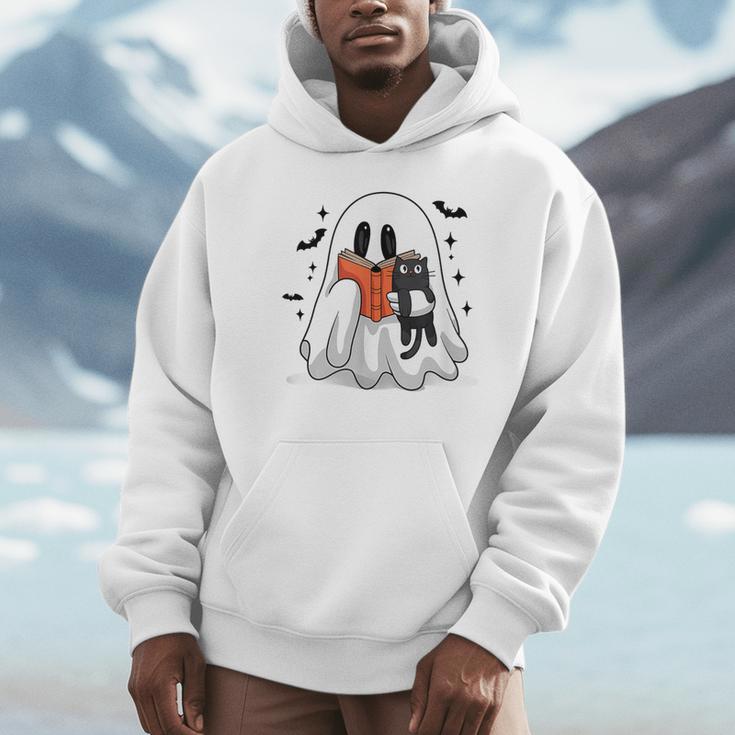 Cute Halloween Ghost Reading Book Unisex Hoodie
