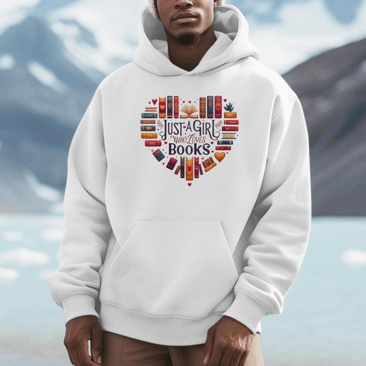 Cute Just A Girl Who Loves Books Heart Shape Reader Unisex Hoodie
