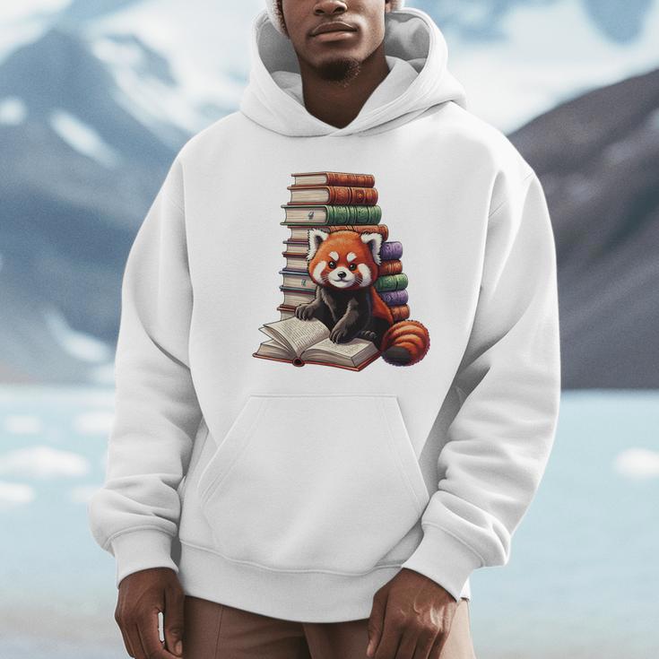 Cute Red Panda Reading Book Animal Bookworm Unisex Hoodie