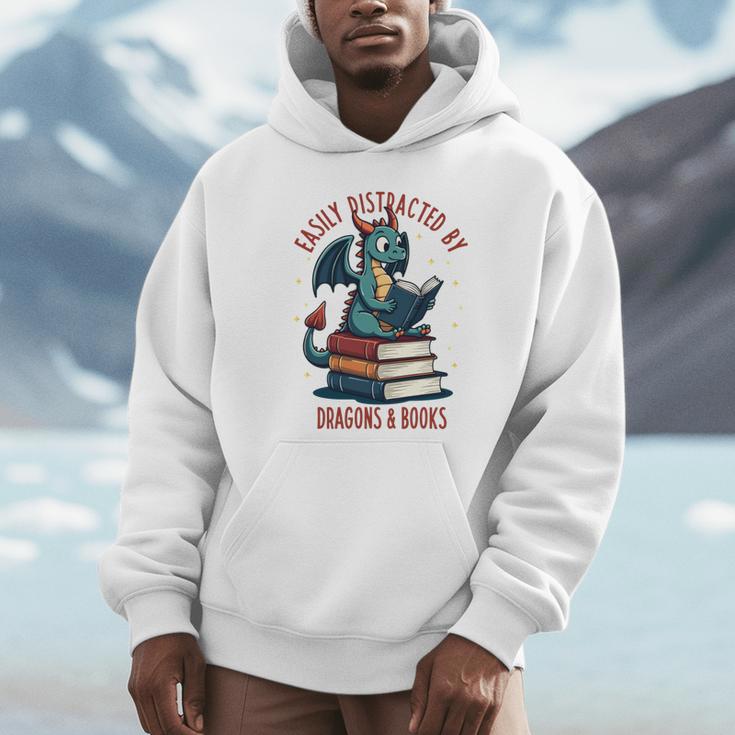 Dark Romance Romantasy Easily Distracted By Dragons & Books Unisex Hoodie