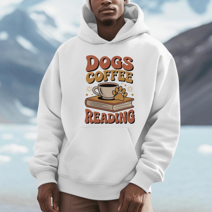 Dogs Coffee Reading Book Lover Unisex Hoodie Dogs Coffee Reading Book Lover Unisex Hoodie