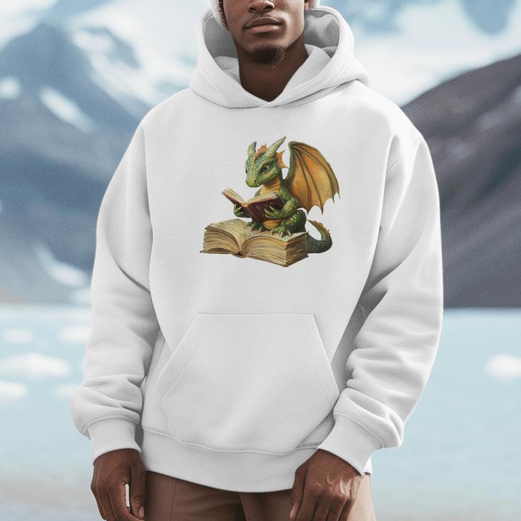 Dragon Bookworm Reading Book Graphic Unisex Hoodie