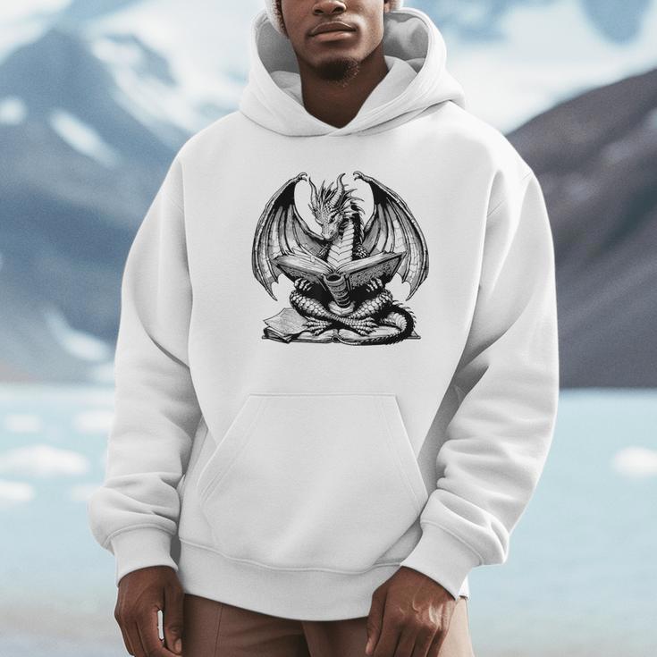 Dragon Reading Book Bookworm Books Dragon Lover Learning Unisex Hoodie Dragon Reading Book Bookworm Books Dragon Lover Learning Unisex Hoodie