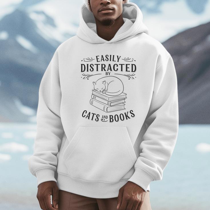 Easily Distracted By Cats And Books For Women Unisex Hoodie Easily Distracted By Cats And Books For Women Unisex Hoodie