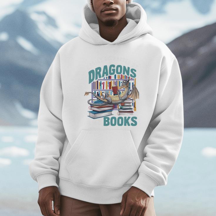 Easily Distracted By Dragons And Books Bookworm Unisex Hoodie