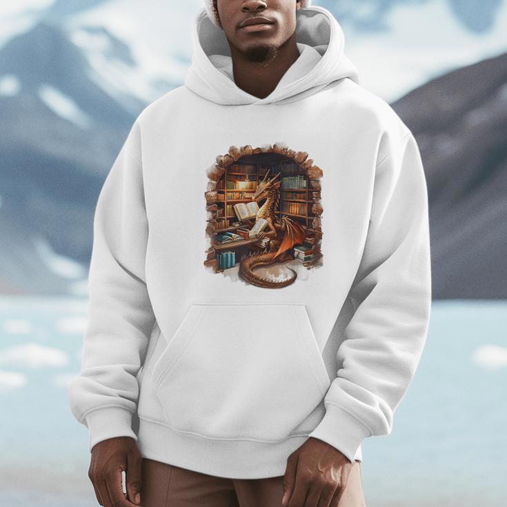Fantasy Dragon Reading Book Lover Unisex Hoodie Fantasy Dragon Reading Book Lover Unisex Hoodie