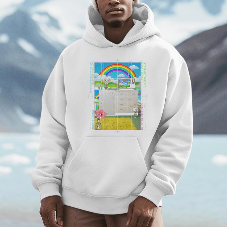 Frutiger Aero Aesthetic Rainbow Glitch Art Premium Tri-Blend Unisex Hoodie