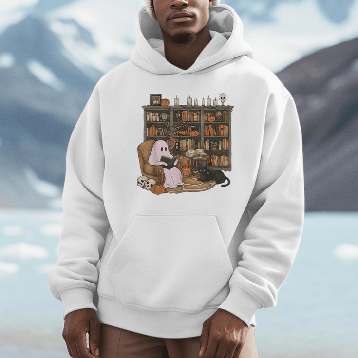 Ghost Reading Book Cat Lover Halloween Reading Enthusiast Unisex Hoodie Ghost Reading Book Cat Lover Halloween Reading Enthusiast Unisex Hoodie