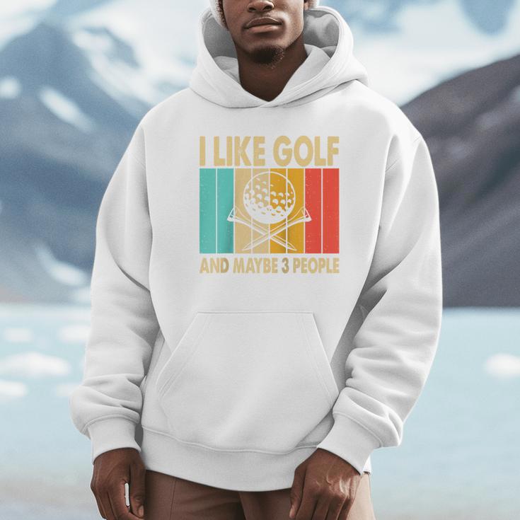 I Like Golf And Maybe 3 People Introvert Raglan Baseball Tee Unisex Hoodie