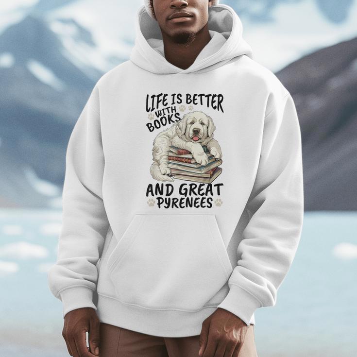 Great Pyrenees Dog Breed Life Is Better With Books And Great Unisex Hoodie