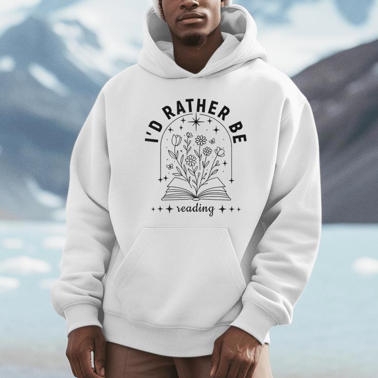 I’d Rather Be Reading Minimal Book Lover Arch Unisex Hoodie
