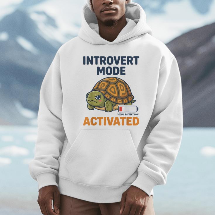 Introvert Mode Activated Low Social Battery Box Turtle Unisex Hoodie
