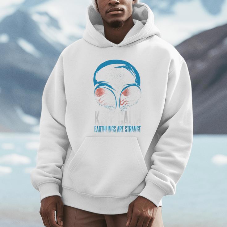 Keep Calm Earthlings Are Strange Alien Introvert Raglan Baseball Tee Unisex Hoodie