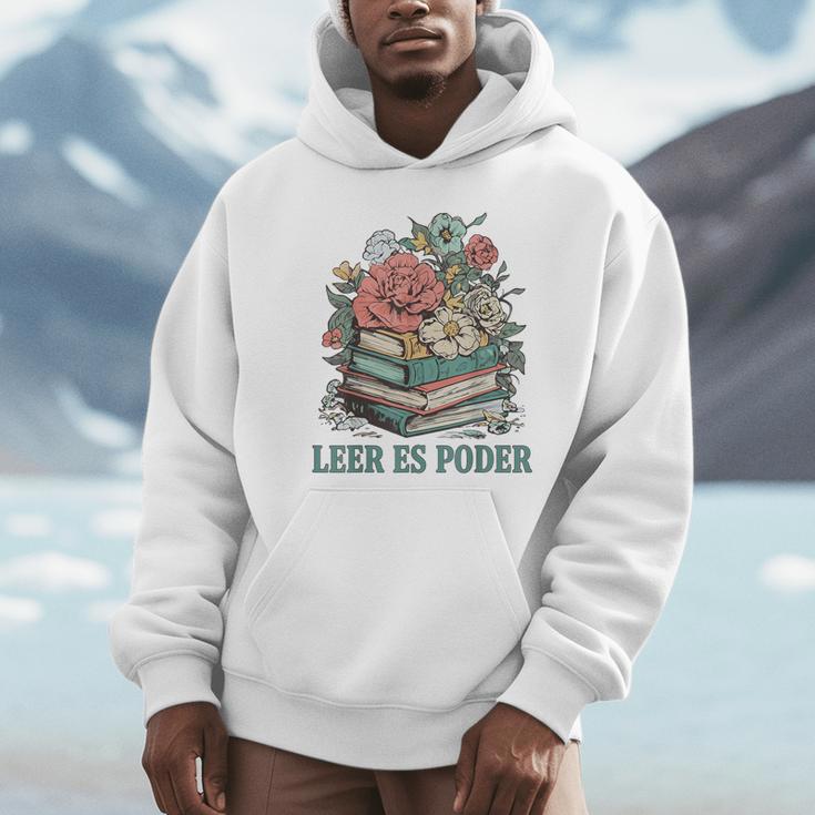 Leer ES Poder Cute Floral Spanish Teacher Book Reading Unisex Hoodie