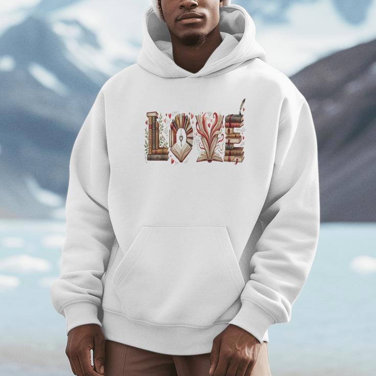 Librarian Reader Books Valentine Teacher Valentines Teach Unisex Hoodie