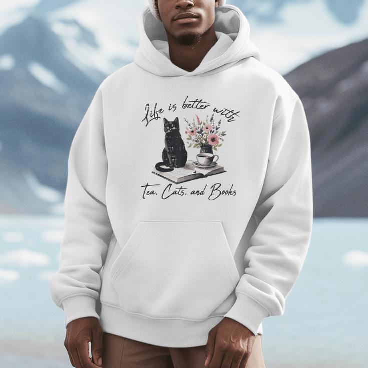 Life Better With 2 Cats Books Kitten Kitty Women Girls Kids Unisex Hoodie