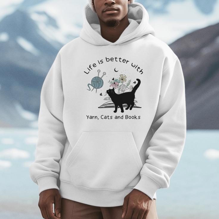 Life Is Better With Yarn Cats And Books Unisex Hoodie