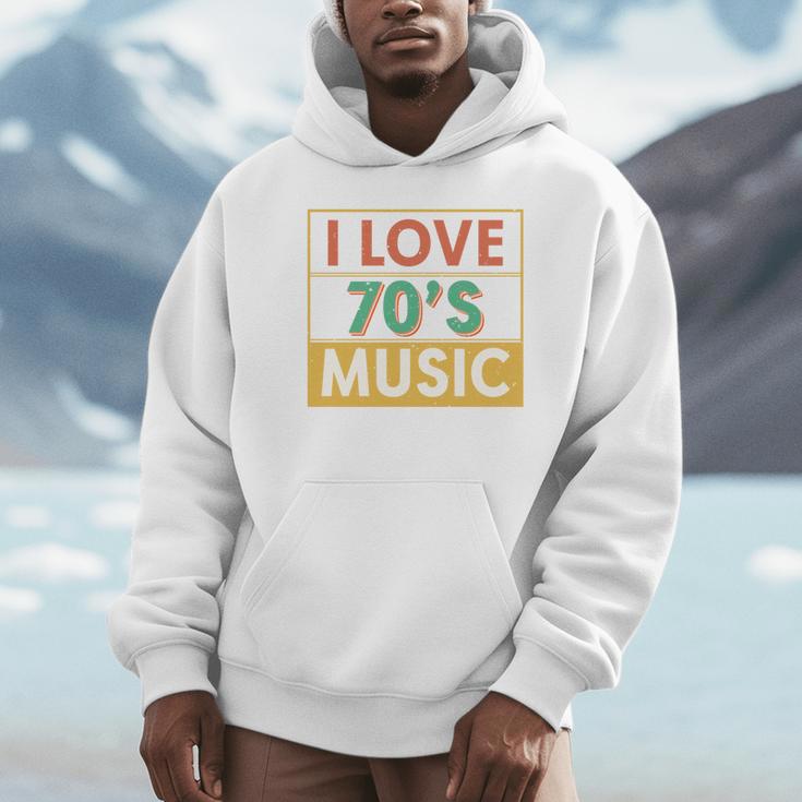 I Love 70's Music Retro Style Nostalgia Vibe 1970 70's Party Unisex Hoodie