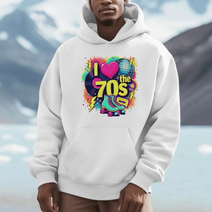 I Love The 70s Retro Cassette Roller Vinyl Nostalgia Vibes Premium Tri-Blend Unisex Hoodie