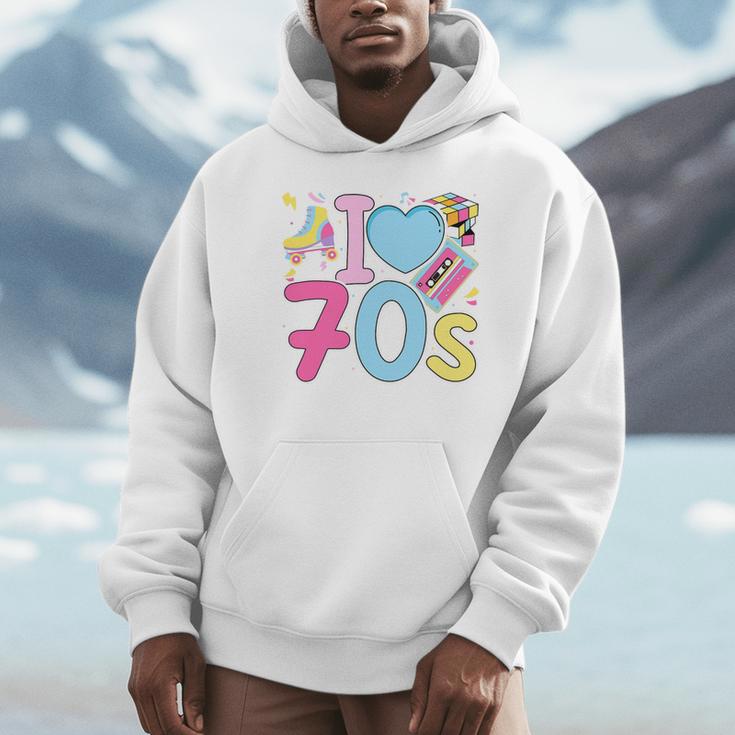 I Love 70's Retro Style Nostalgia Vibe 1970's Party Premium Tri-Blend Unisex Hoodie