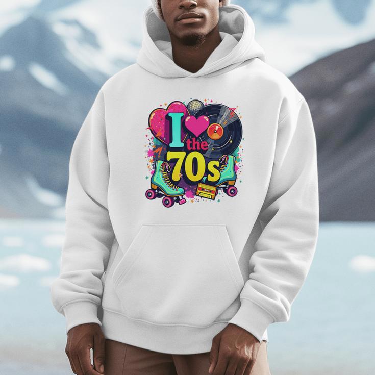 I Love The 70s Vintage Cassette Roller Vinyl Nostalgia 70s Premium Tri-Blend Unisex Hoodie