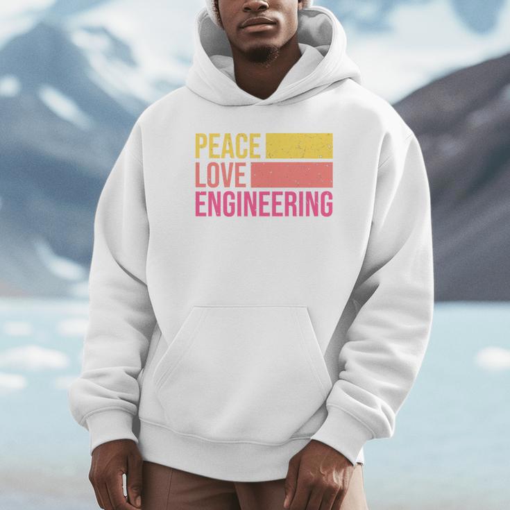 Peace Love Engineering Engineer School Graduation Retro Unisex Hoodie