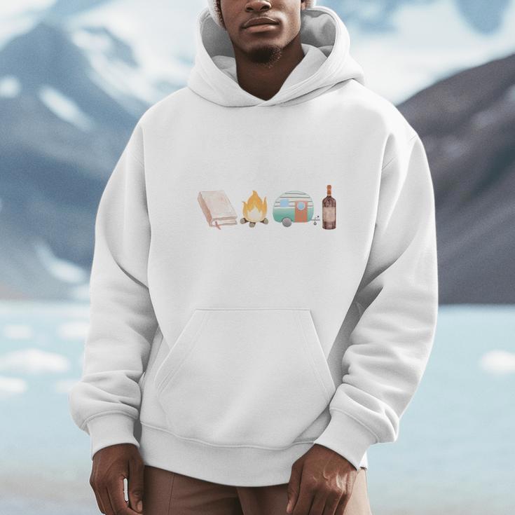 The Perfect Weekend Camping Essentials Wine Books Campfire Unisex Hoodie