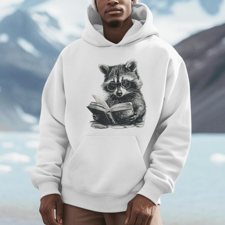 Raccoon With Book Cute Raccoons Reading Books Unisex Hoodie Raccoon With Book Cute Raccoons Reading Books Unisex Hoodie