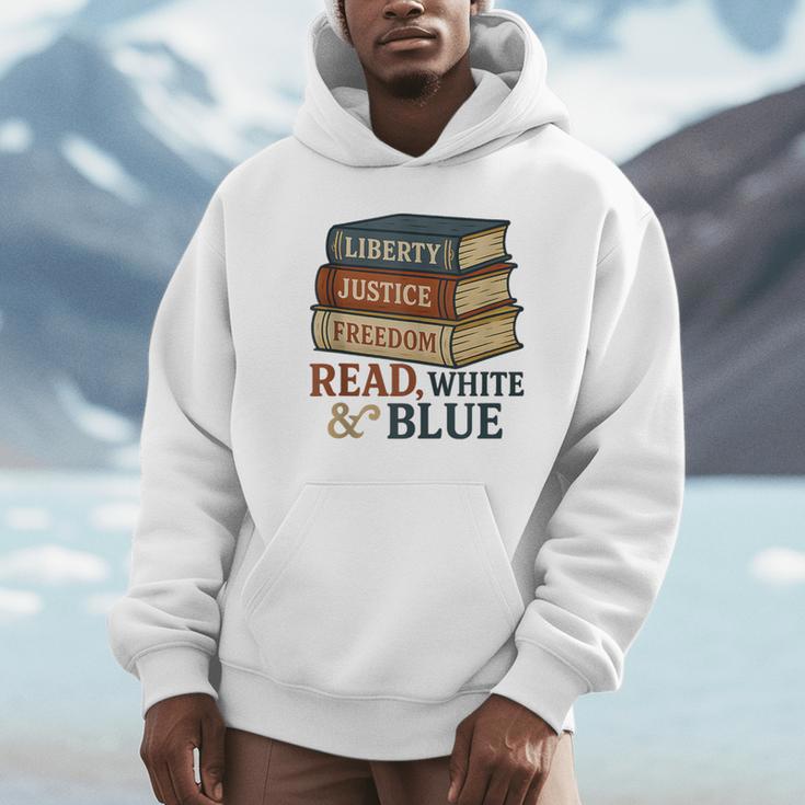 Read Blue Liberty Books July 4th Independence Unisex Hoodie