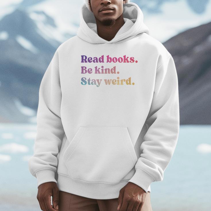 Read Books Be Kind Stay Weird Book Lover Premium Tri-Blend Unisex Hoodie
