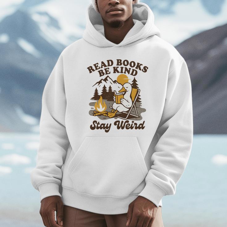 Read Books Be Kind Stay Weird Bookish Silly Goose Reading Unisex Hoodie Read Books Be Kind Stay Weird Bookish Silly Goose Reading Unisex Hoodie