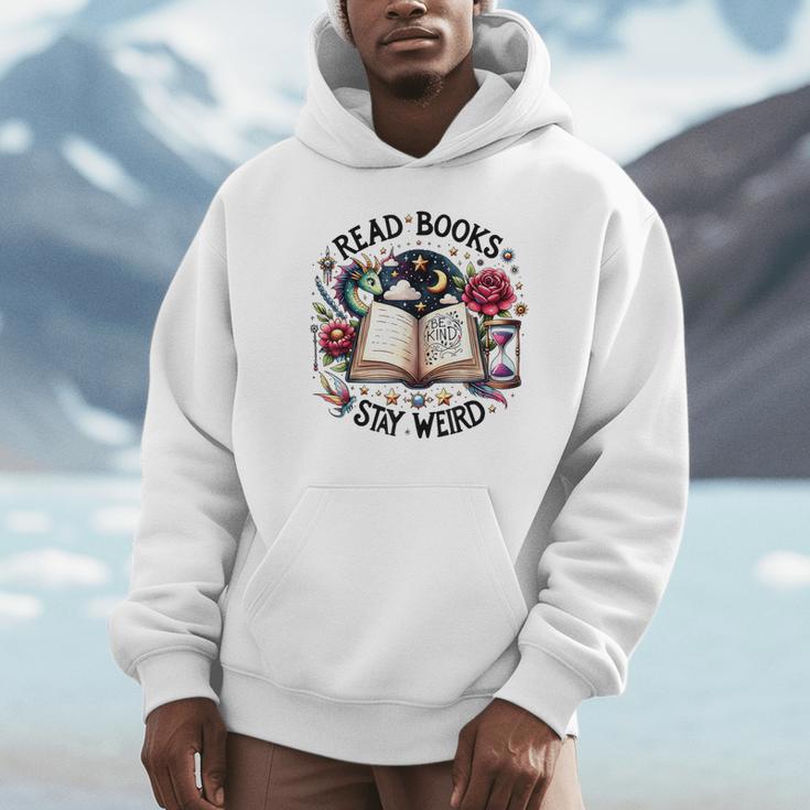 Read Books Be Kind Stay Weird Dragon Book Lover Unisex Hoodie