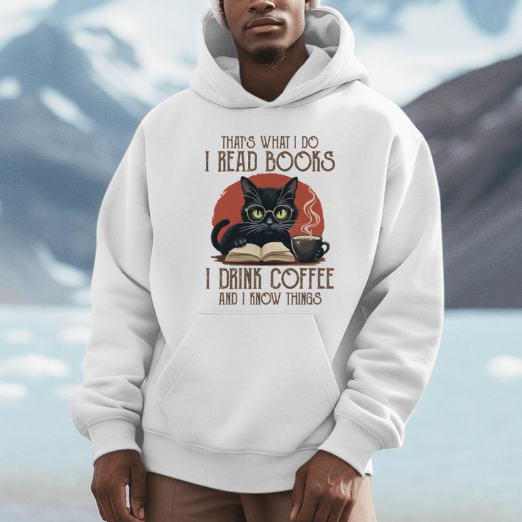 i Read Books And i Know Things Cat Reading Coffee Unisex Hoodie i Read Books And i Know Things Cat Reading Coffee Unisex Hoodie
