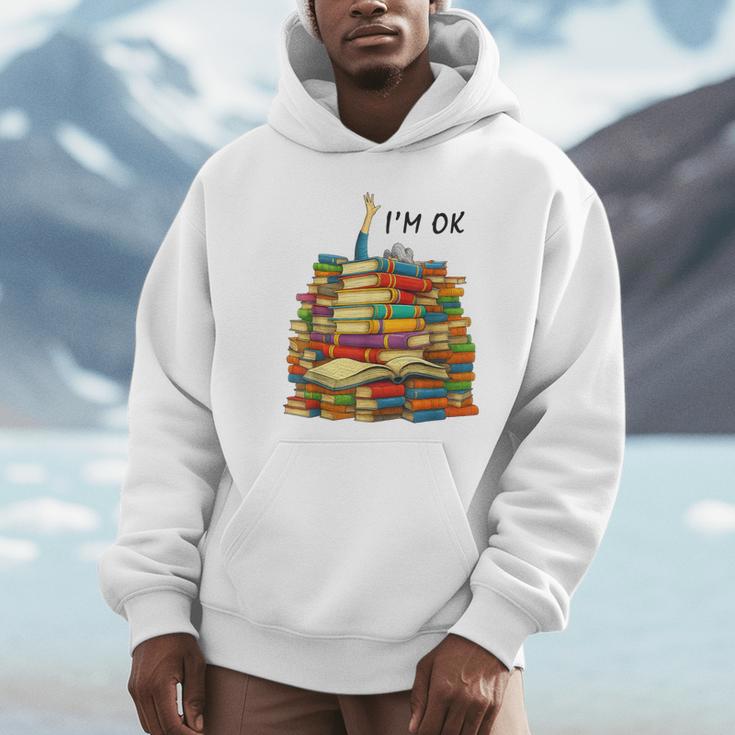 Reading Books Librarian Reader Nerd I'm Ok Teacher School Unisex Hoodie
