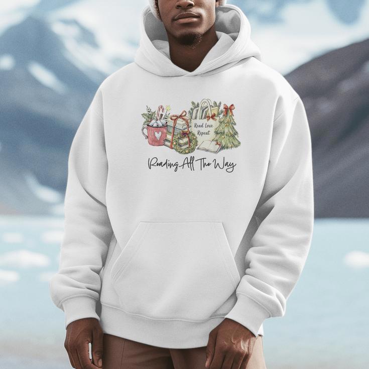 Reading All The Way Christmas Book Lover For Women And Teens Unisex Hoodie Reading All The Way Christmas Book Lover For Women And Teens Unisex Hoodie