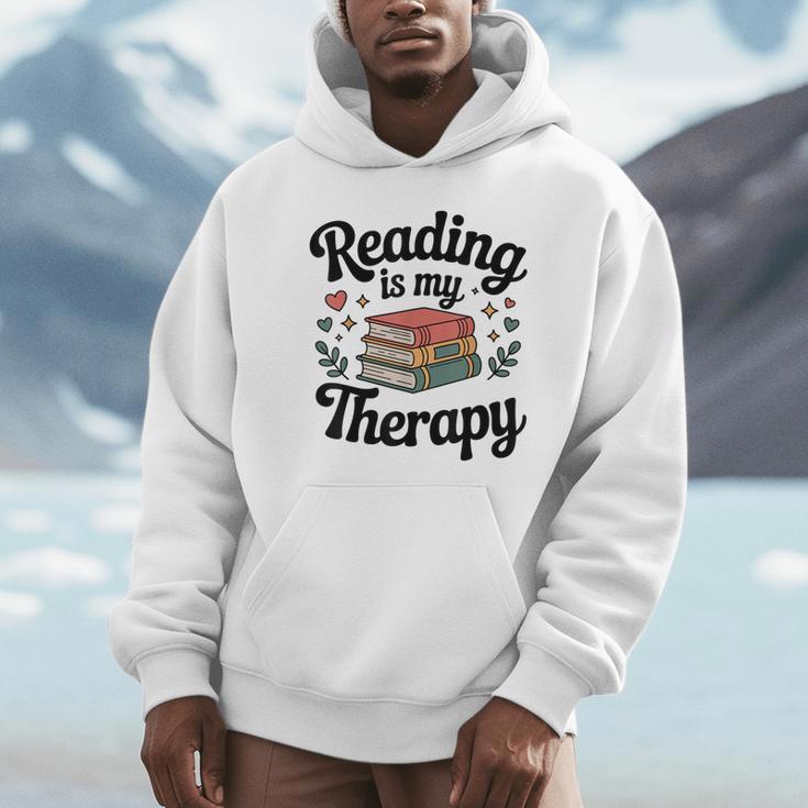 Reading Is My Therapy Book Lover Bookworm Unisex Hoodie