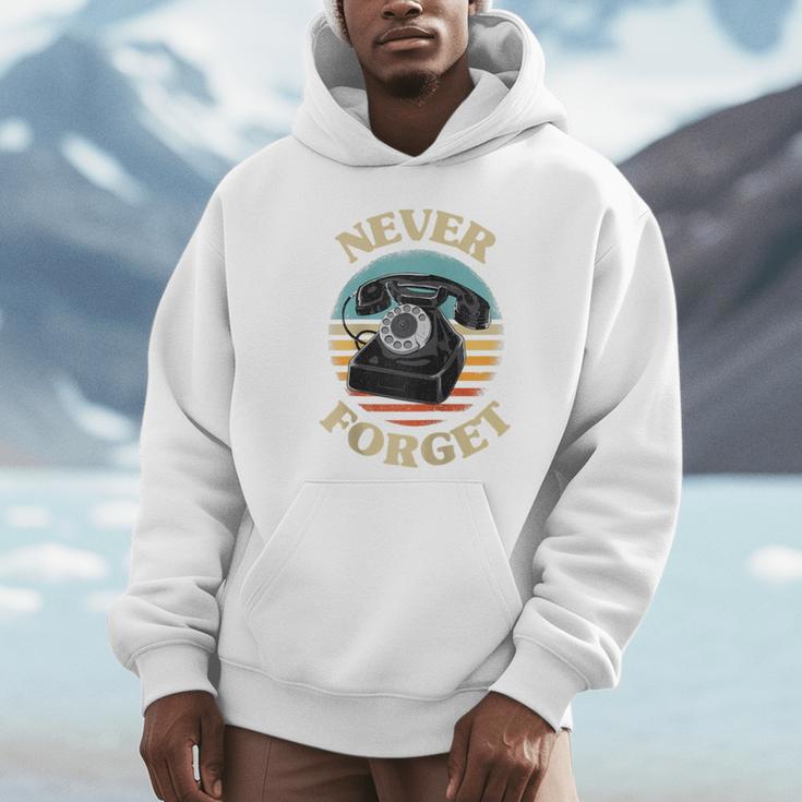 Retro Phone Never Forget Nostalgia Vintage Raglan Baseball Tee Unisex Hoodie