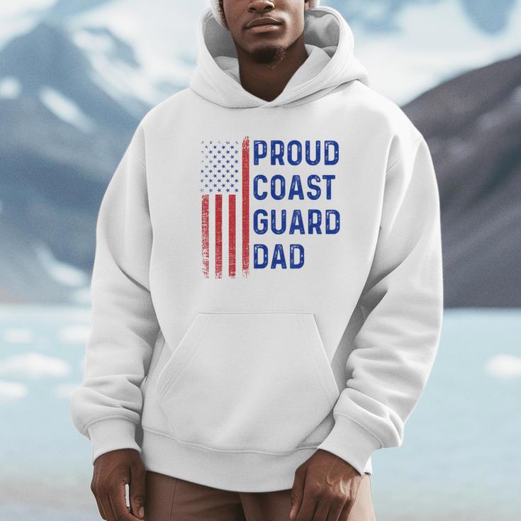 Retro Proud Coast Guard Dad Graduation Dad Usa Flag Outfit Unisex Hoodie
