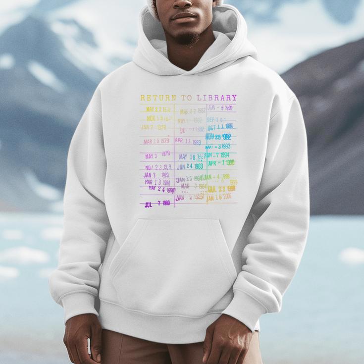 Return To Library Card Book Due Date Bookish Rainbow Reading Unisex Hoodie