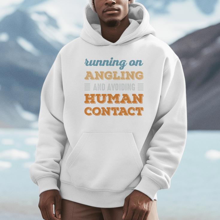 Running On Angling Social Introvert Humor Vintage Unisex Hoodie