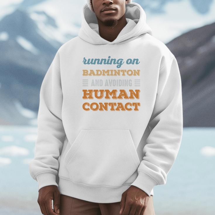 Running On Badminton Social Introvert Humor Vintage Unisex Hoodie