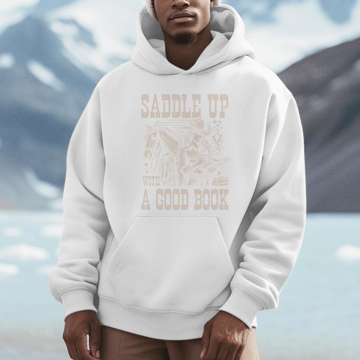 Saddle Up With a Good Book Cowgirl Western Women Vintage Unisex Hoodie