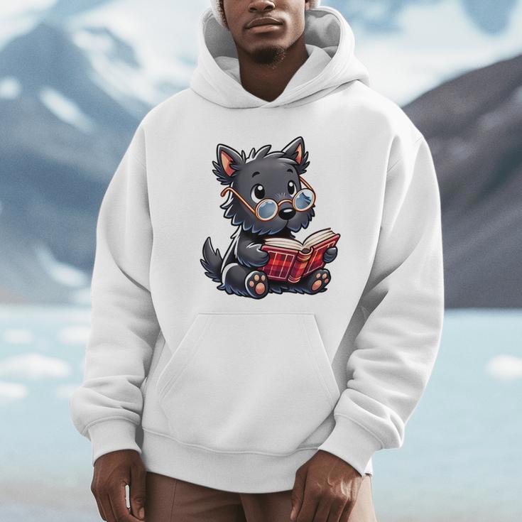 Scottish Terrier Reading a Book Dog Unisex Hoodie
