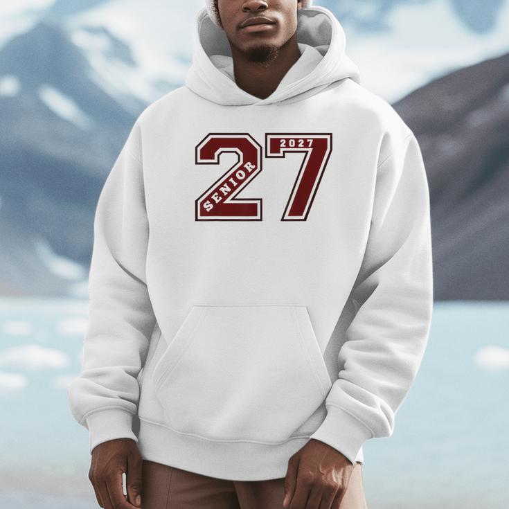 Senior 2027 Maroon Senior Class Of 27 Jersey Graduation Unisex Hoodie